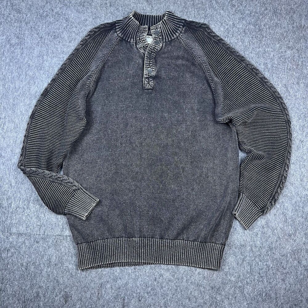 Vtg BKE Buckle Men's Quarter Button Sweater 100% Cotton High Neck Y2K Size XL